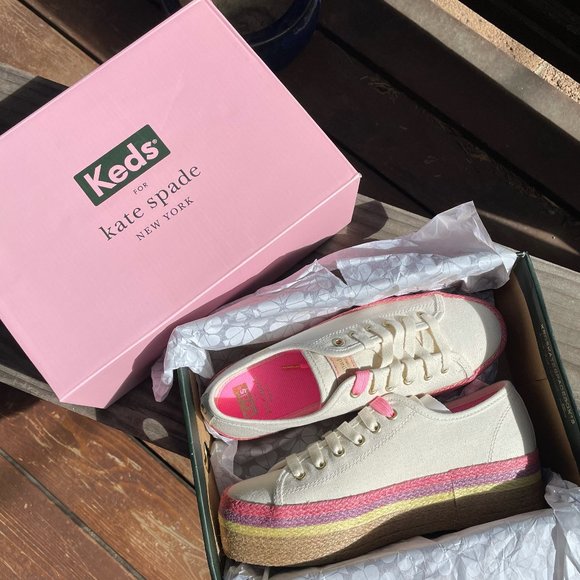 Keds Kate Spade Triple Up Neon Raffia Sneaker - Picture 2 of 7